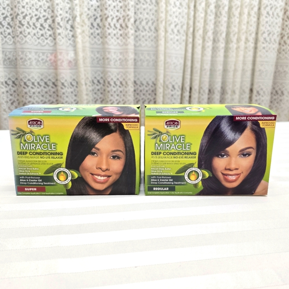 Mixed Lot African Pride Olive Miracle Deep Conditioning No-Lye Relaxer Super Reg